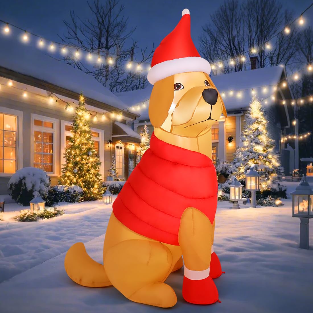 Foto 1 | Perro Inflable Navideño Goosh Con Gorro Navideño De 1,7 M Con Led - Venta Internacional.