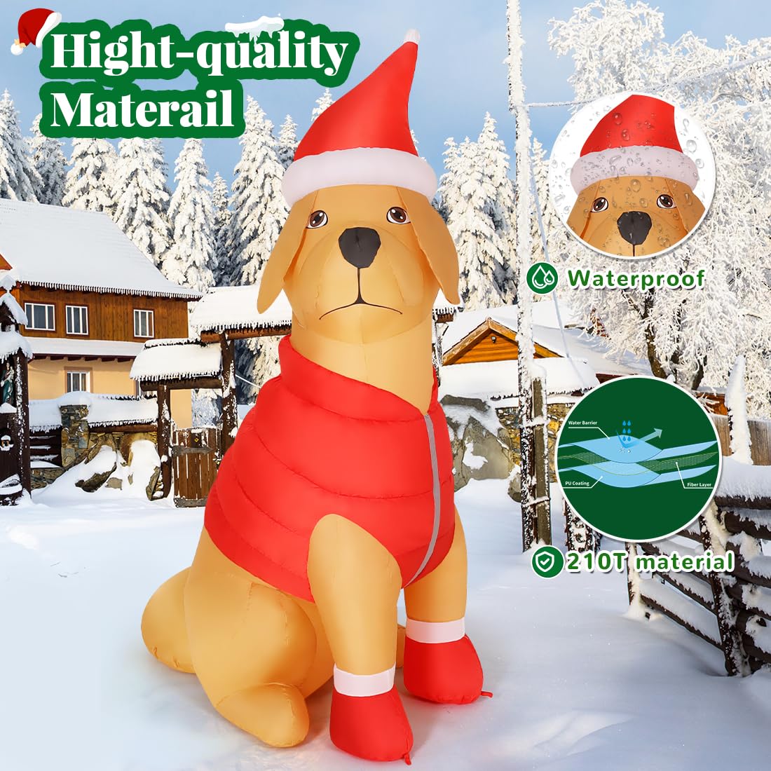 Foto 5 | Perro Inflable Navideño Goosh Con Gorro Navideño De 1,7 M Con Led - Venta Internacional.