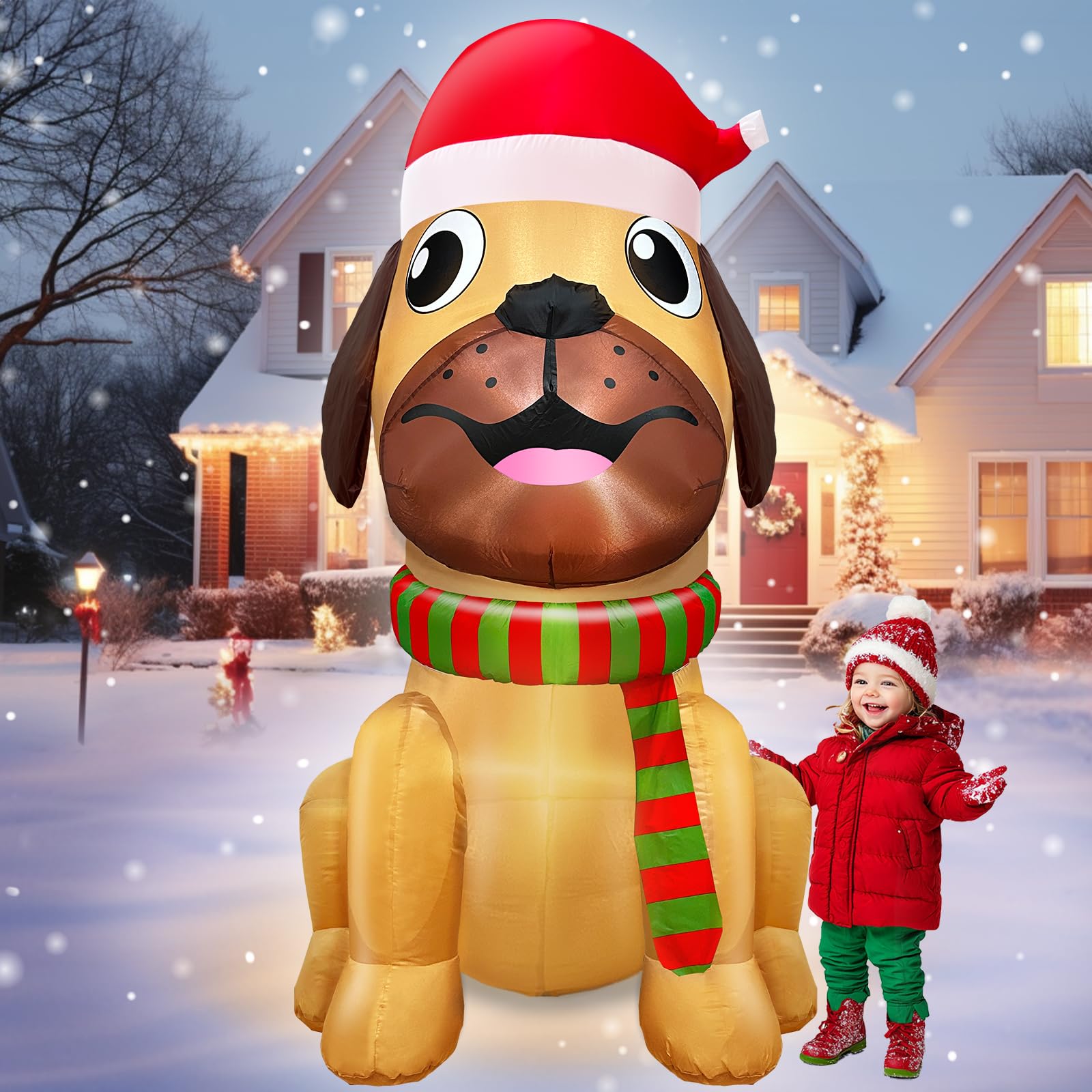 Gorro Inflable Navideño Turnmeon 6 Pies De Alto X 4 Pies De Ancho Con Diseño De Papá Noel Bulldog - Venta Internaciona $1,326