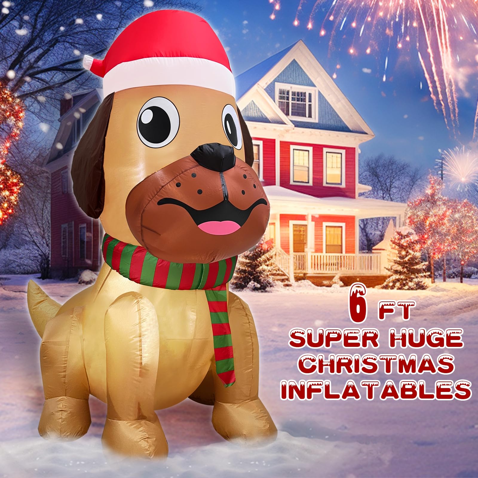Foto 4 pulgar | Gorro Inflable Navideño Turnmeon 6 Pies De Alto X 4 Pies De Ancho Con Diseño De Papá Noel Bulldog - Venta Internaciona