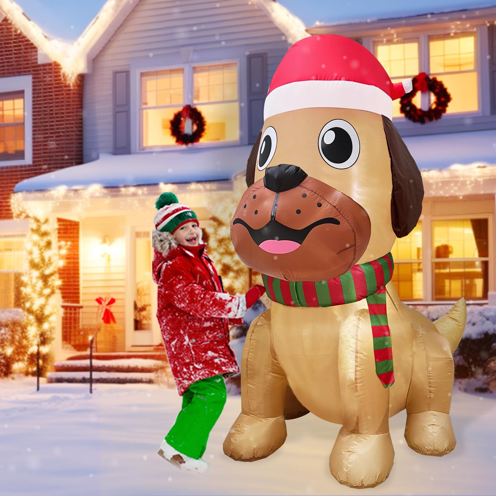 Foto 6 pulgar | Gorro Inflable Navideño Turnmeon 6 Pies De Alto X 4 Pies De Ancho Con Diseño De Papá Noel Bulldog - Venta Internaciona