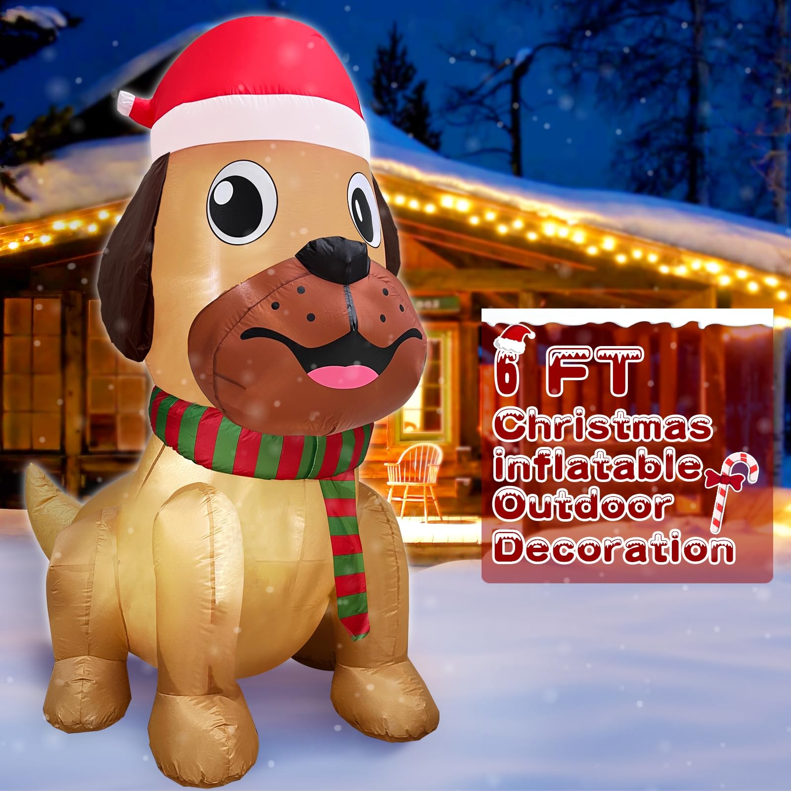 Foto 7 pulgar | Gorro Inflable Navideño Turnmeon 6 Pies De Alto X 4 Pies De Ancho Con Diseño De Papá Noel Bulldog - Venta Internaciona