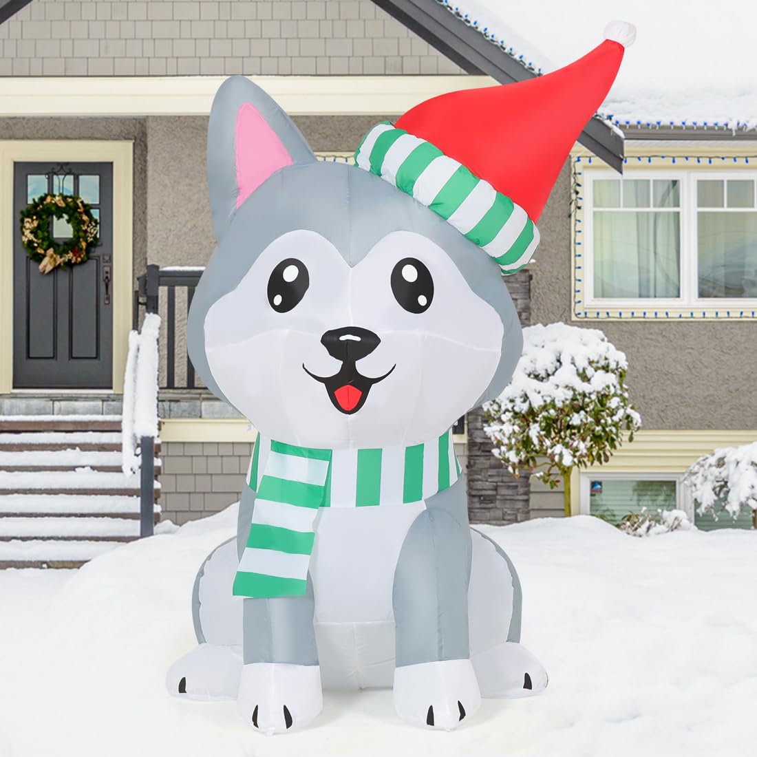 Foto 4 pulgar | Inflable Navideño Goosh Perro Husky 1.5 M Con Gorro De Papá Noel Y Led - Venta Internacional