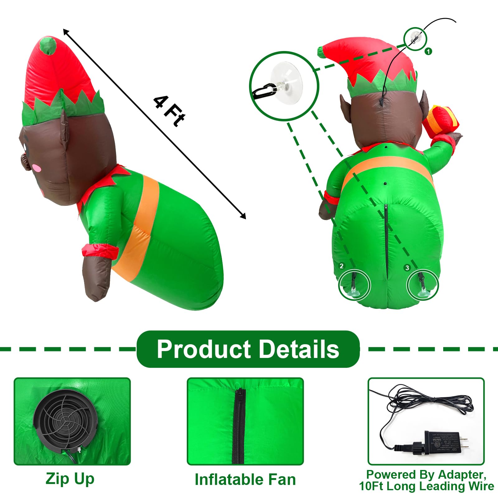 Foto 3 pulgar | Papá Noel Inflable Turnmeon para Navidad 1.2 M Con Led - Venta Internacional
