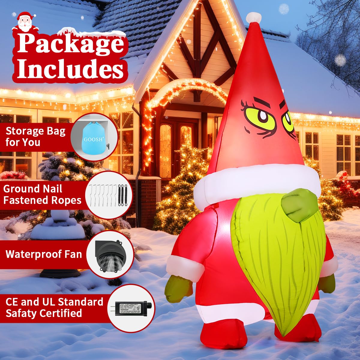 Foto 4 pulgar | Inflables Navideños Goosh 1.8 M con Led Para Decoración Exterior - Venta Internacional