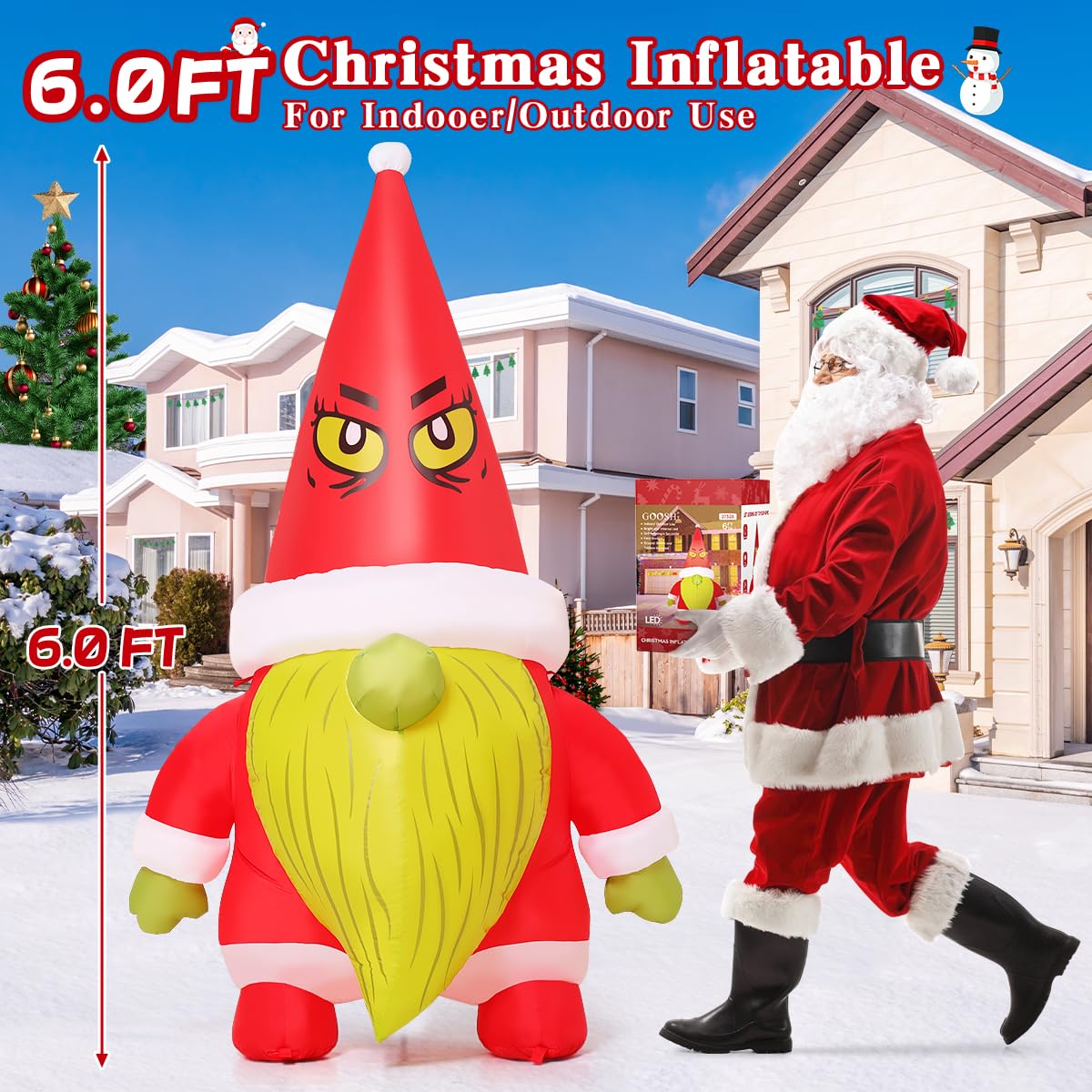 Foto 5 | Inflables Navideños Goosh 1.8 M con Led Para Decoración Exterior - Venta Internacional
