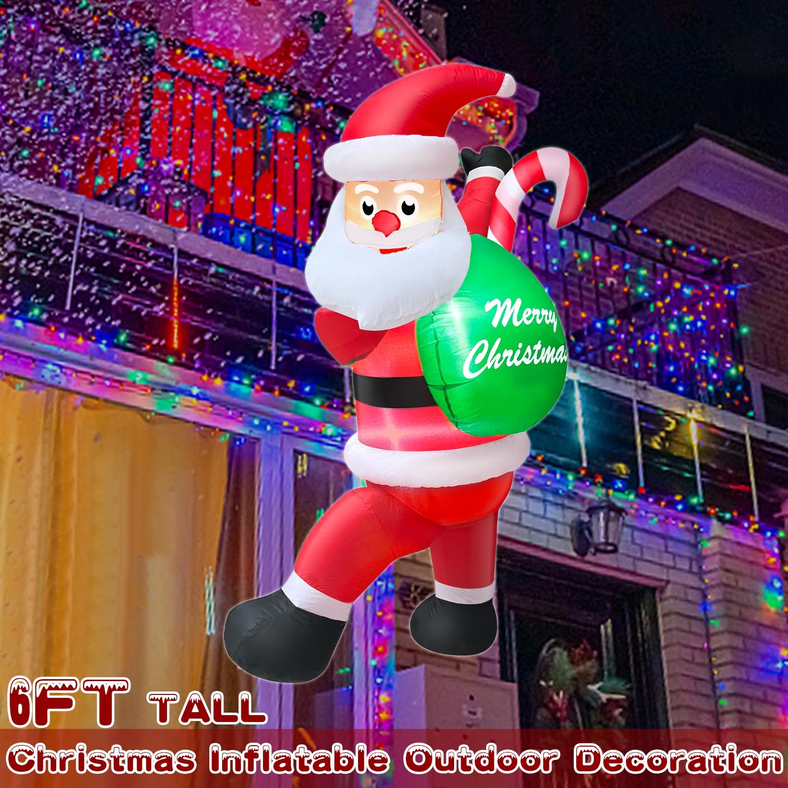 Foto 3 | Inflable Navideño Turnmeon Papá Noel 6 Pies De Altura Para Escalar - Venta Internacional