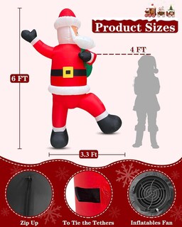 Foto 4 | Inflable Navideño Turnmeon Papá Noel 6 Pies De Altura Para Escalar - Venta Internacional