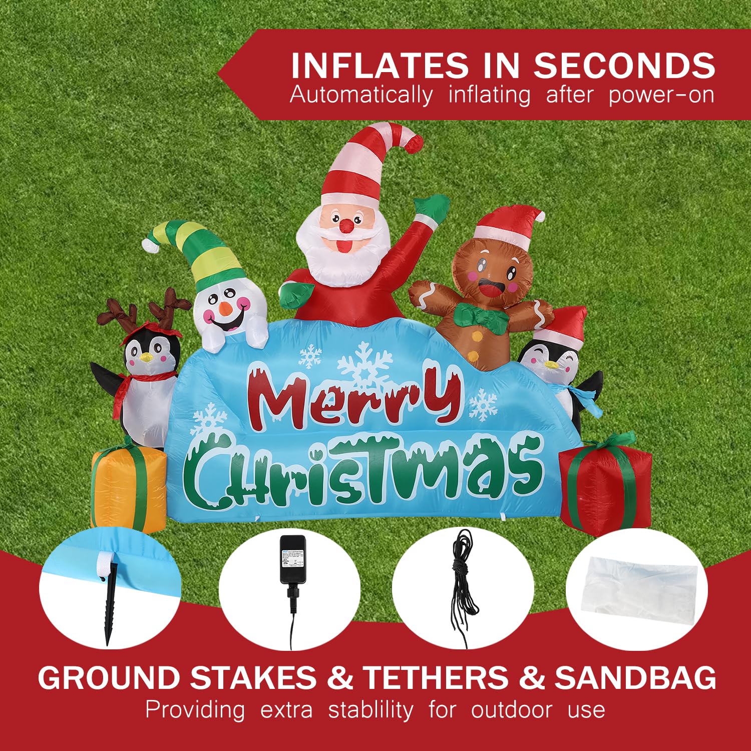 Foto 6 pulgar | Inflable Sattiyrch Navideño de 2.4 m-Venta Internacional