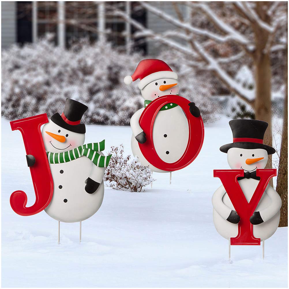 Foto 2 pulgar | Muñeco De Nieve Vertical De Metal Glitzhome Con Forma De Estaca De Navidad, 48,25 Cm - Venta Internacional.