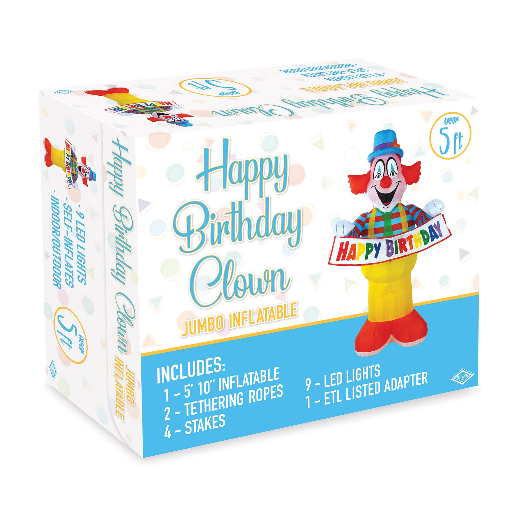 Foto 6 | Beistle Inflable Con Forma De Payaso, 1,8 M, Con Led De Feliz Cumpleaños - Venta Internacional.