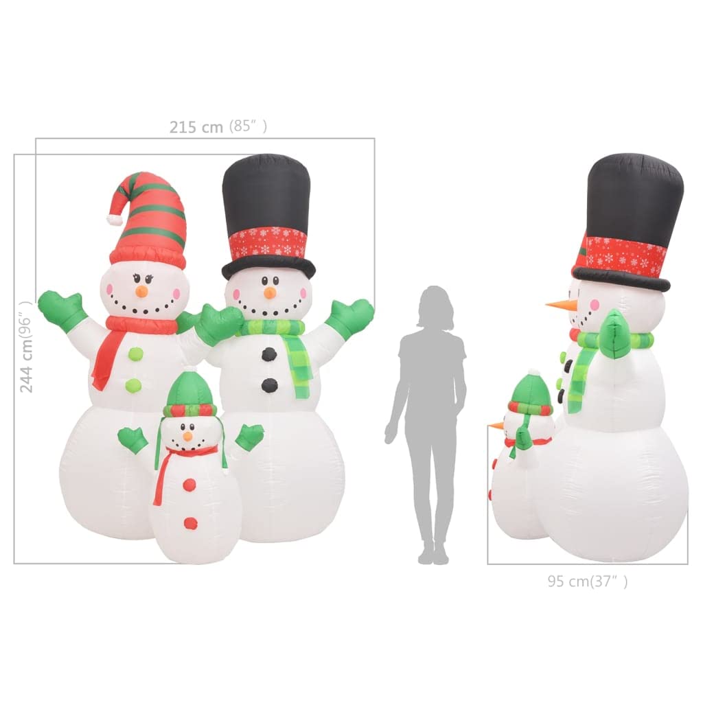 Foto 7 pulgar | Muñecos De Nieve Inflables Navideños Family Vidaxl Con Led De 94,5 Cm - Venta Internacional.
