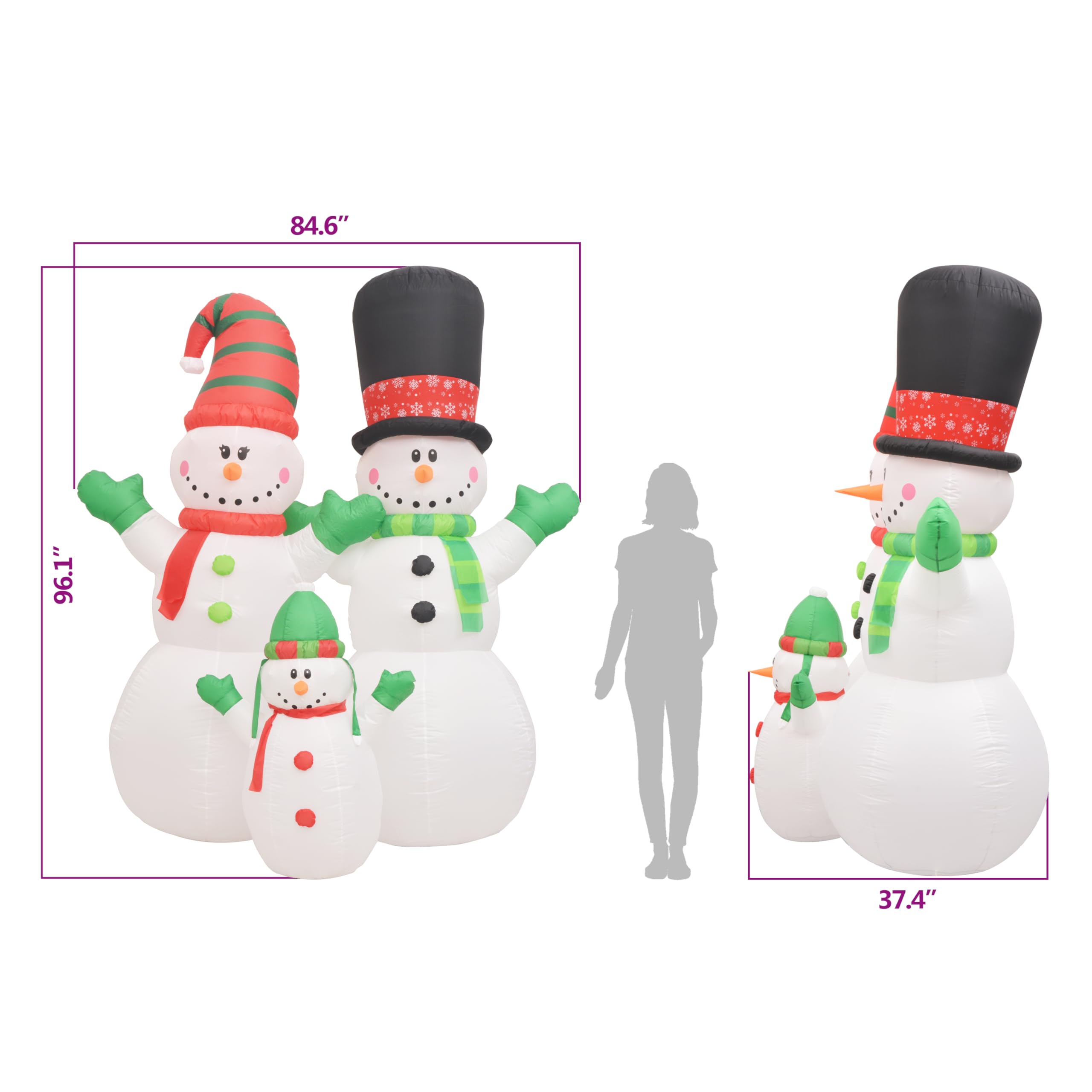 Foto 4 pulgar | Muñecos de Nieve Inflables Vidaxl de 8 Pies con Luces Led- Venta Internacional