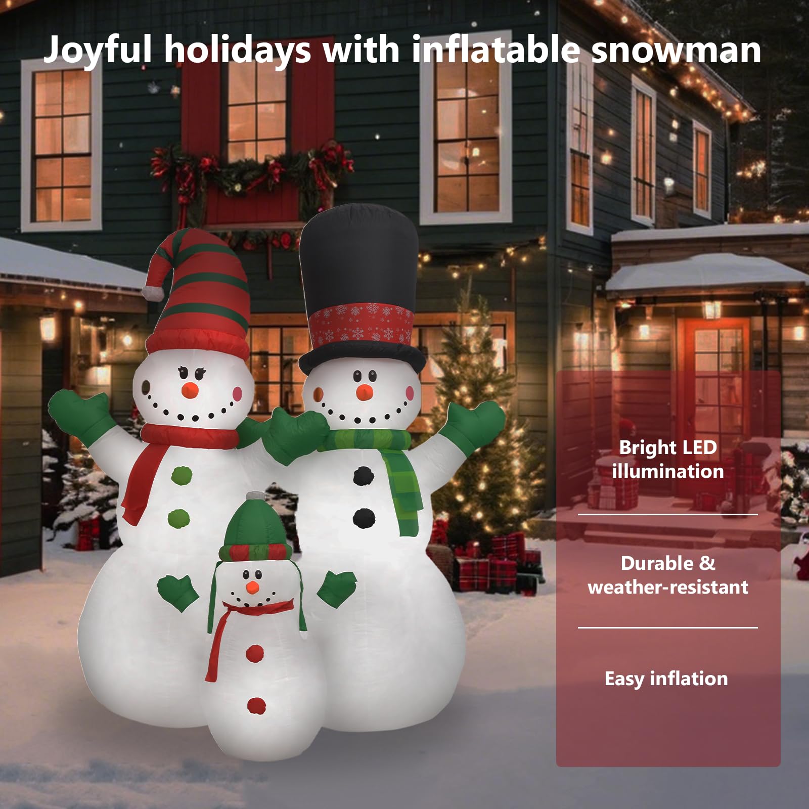 Foto 5 pulgar | Muñecos de Nieve Inflables Vidaxl de 8 Pies con Luces Led- Venta Internacional