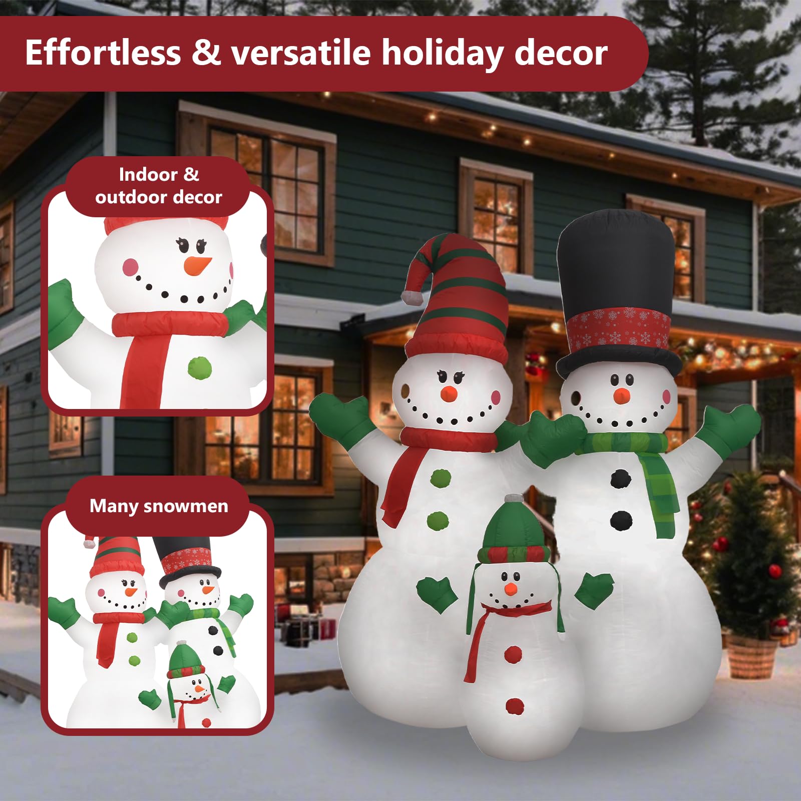 Foto 7 pulgar | Muñecos de Nieve Inflables Vidaxl de 8 Pies con Luces Led- Venta Internacional