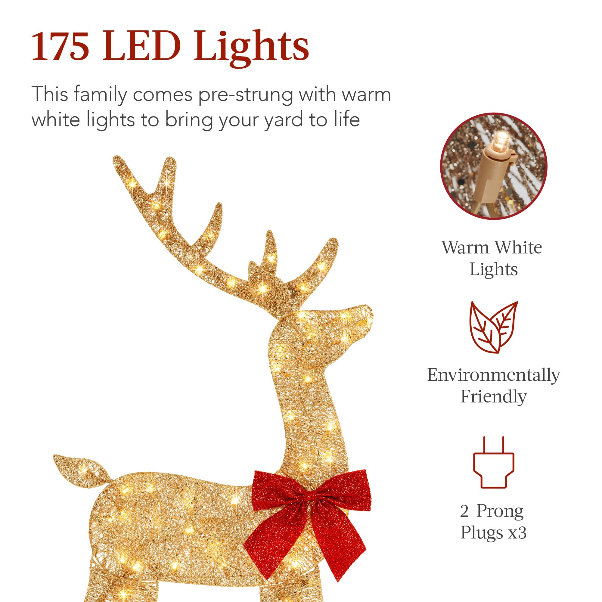 Foto 3 | Set Christmas Deer Family Best Choice Products De 4 Pies Con 175 Led - Venta Internacional.