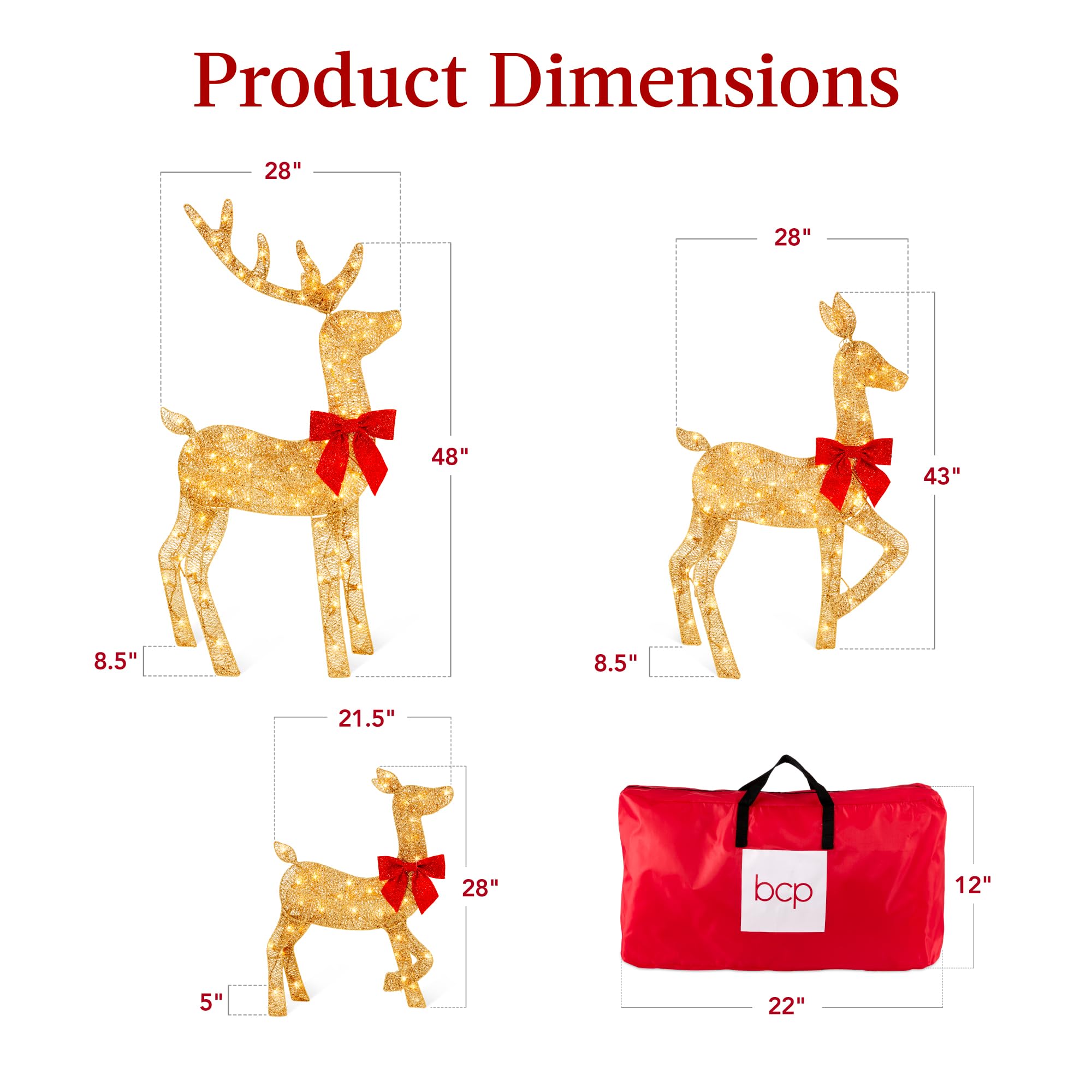Foto 7 | Set Christmas Deer Family Best Choice Products De 4 Pies Con 175 Led - Venta Internacional.