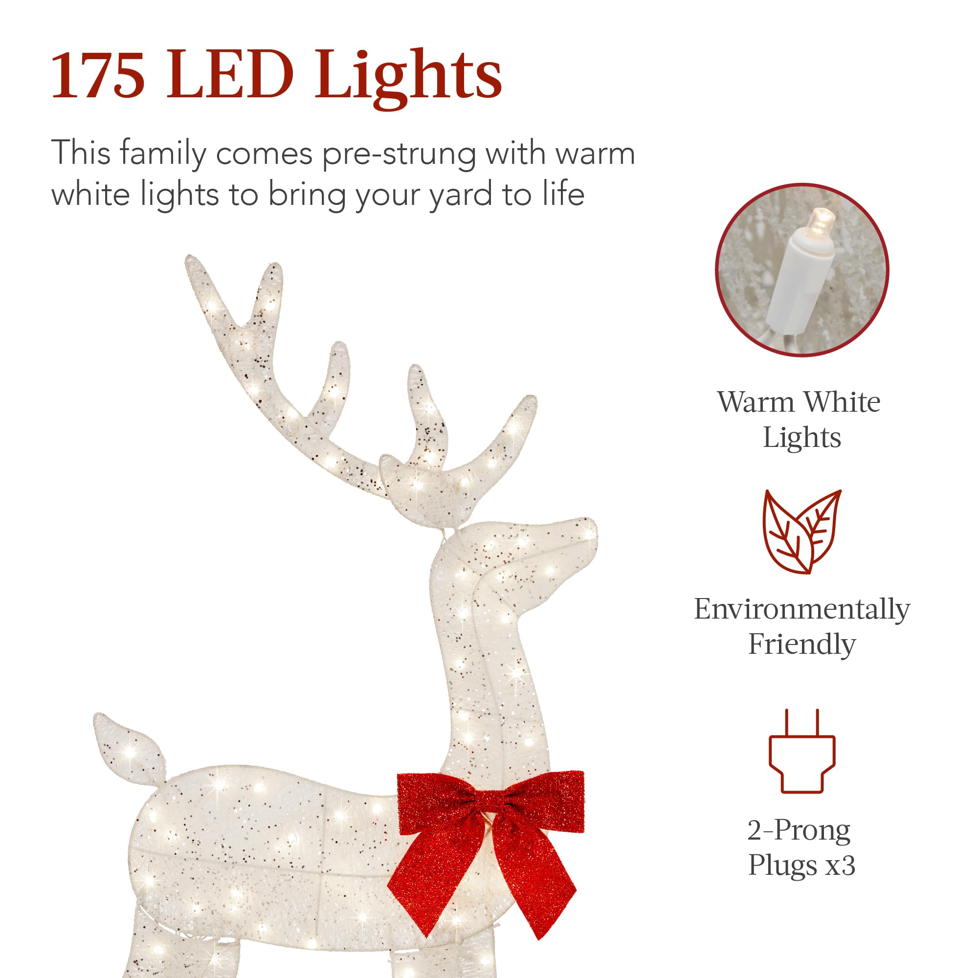 Foto 4 pulgar | Set Christmas Deer Family Best Choice Products De 4 Pies Con 175 Led - Venta Internacional.