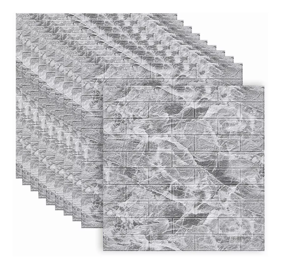 Papel Tapiz Pegatina Patrón 3d Ladrillo Belug color Gris con Blanco 10 Piezas