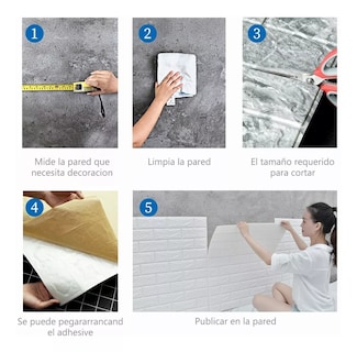 Foto 5 | Papel Tapiz Pegatina Patrón 3d Ladrillo Belug color Gris con Blanco 10 Piezas