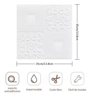 Foto 2 | Papel Tapiz BELUG color Blanco Patrón 3D Ladrillo 20 Piezas