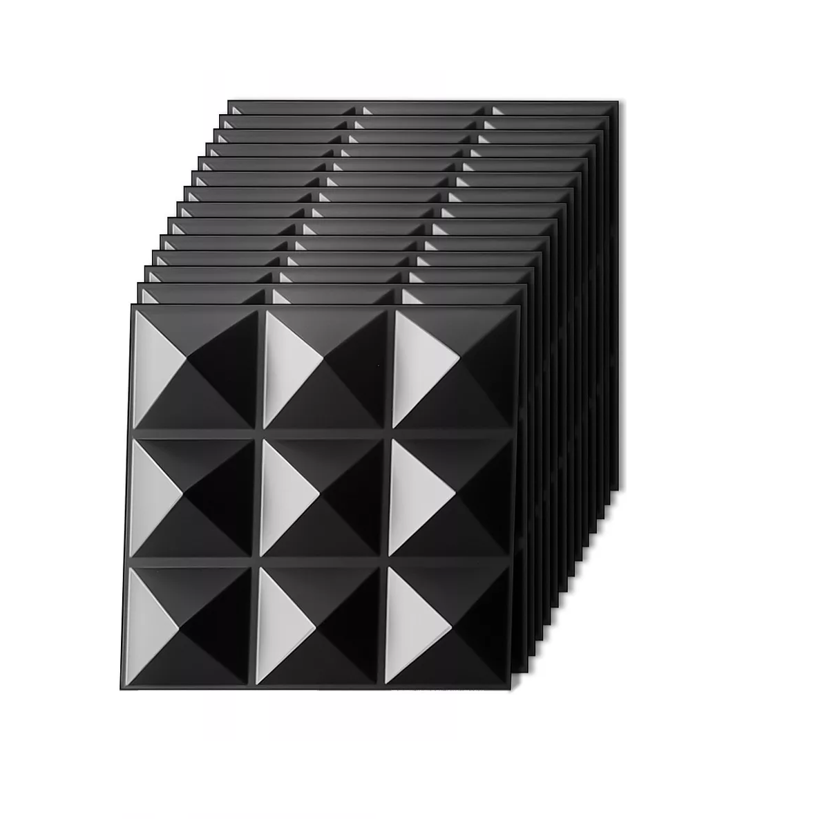 Panel Decorativo 3D BELUG de Pared Fondo 16 Piezas Negro