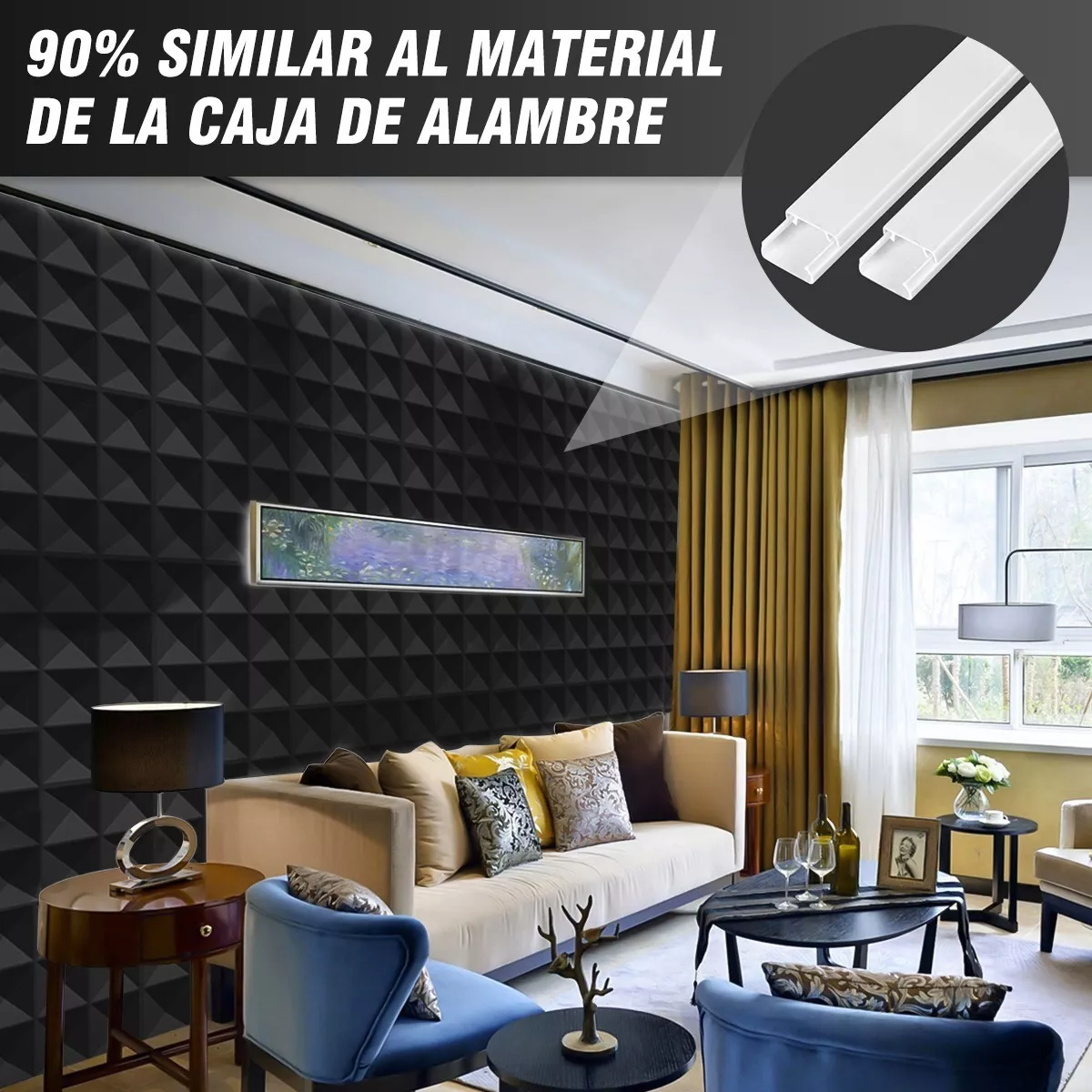 Foto 4 pulgar | Panel Decorativo 3D BELUG de Pared Fondo 16 Piezas Negro