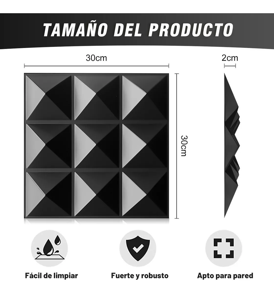 Foto 5 pulgar | Panel Decorativo 3D BELUG de Pared Fondo 16 Piezas Negro