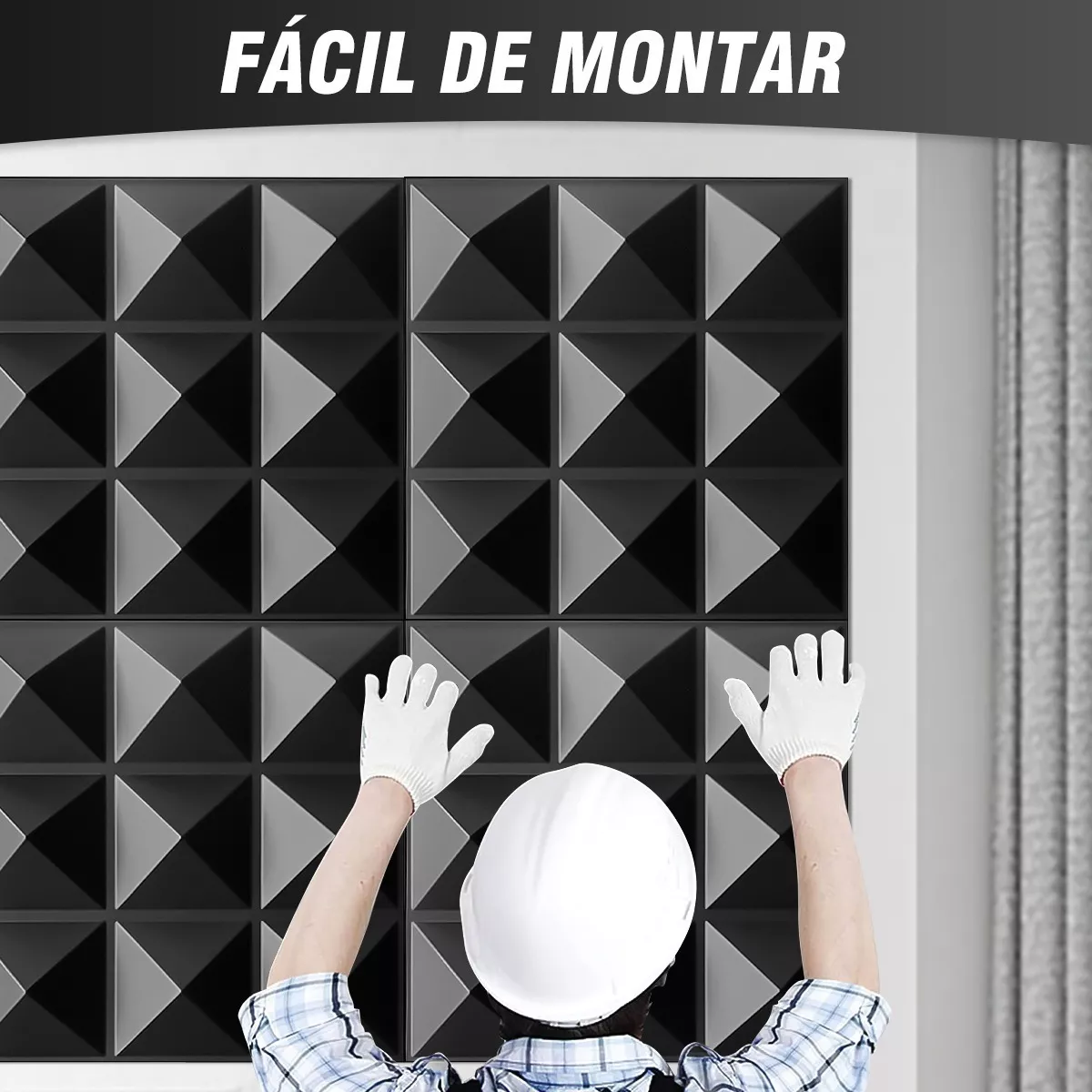 Foto 6 | Panel Decorativo 3D BELUG de Pared Fondo 16 Piezas Negro