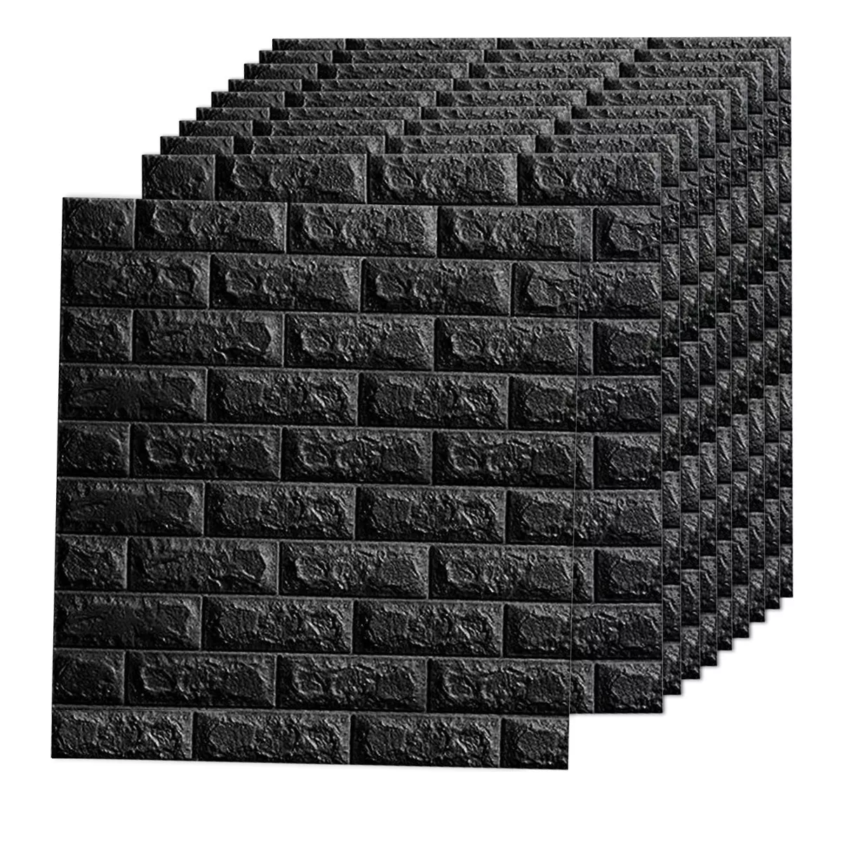 Foto 2 pulgar | Set  Pegatina De Pared  Patrón De Ladrillo3d Textura Papel Tapiz Eo Safe Imports Esi-9252 Negro