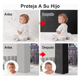 Foto 3 | Set Pegatina De Pared Patrón De Ladrillo3d Textura Papel Tapiz Eo Safe Imports Esi-9252 Negro