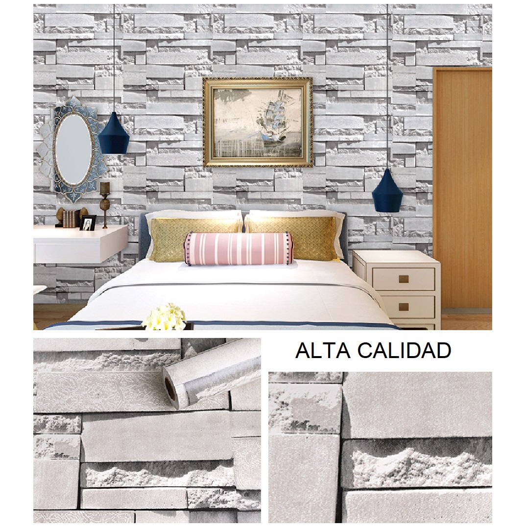 Foto 4 pulgar | Papel Tapiz HappyWare Piedra Laja Gris Autoadherible Pared 45 CM X 10 M Decorativo