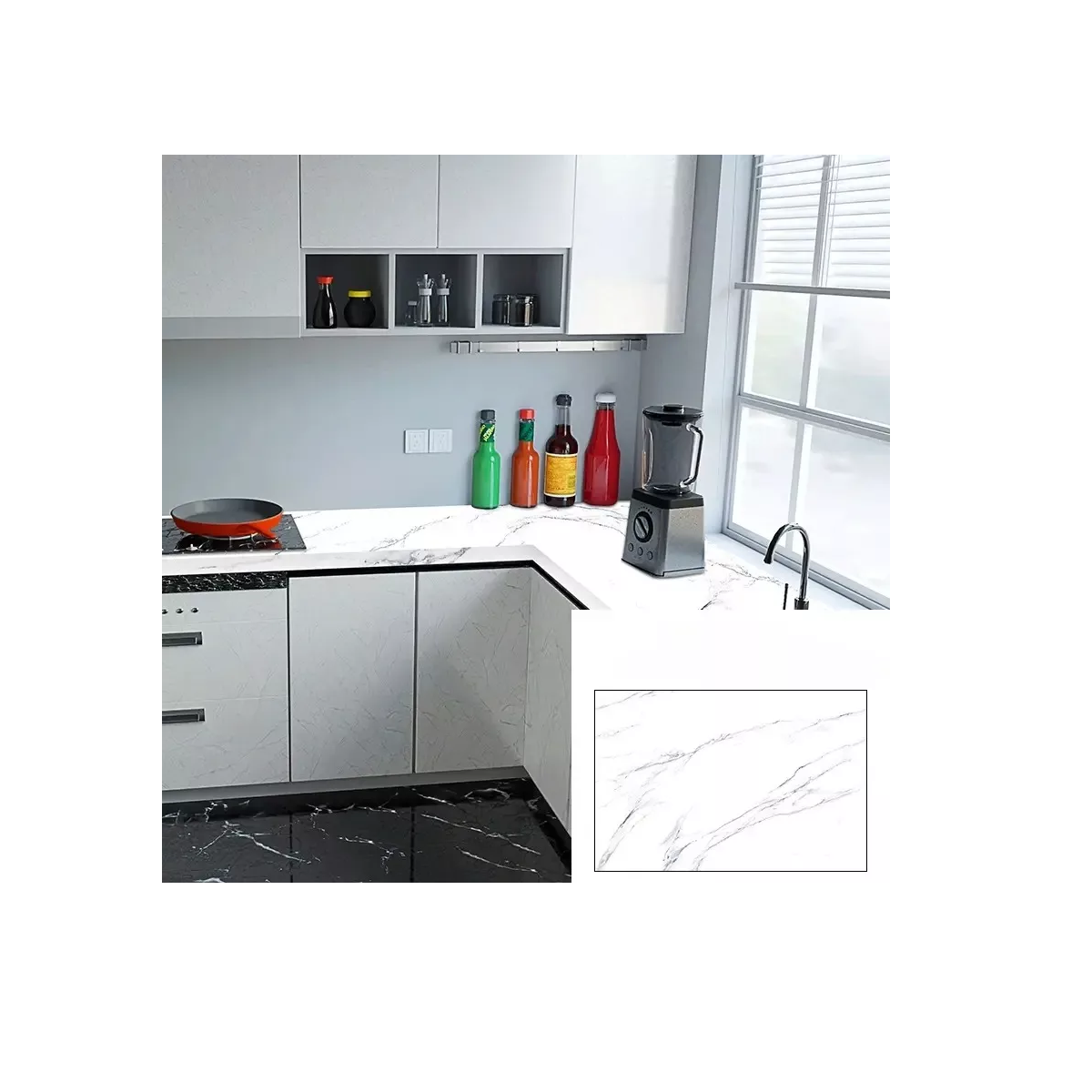 Foto 4 pulgar | Papel Tapiz con Adhesivo Tipo Mármol Vinil 60cm X 3m Eo Safe Imports Esi-17589 Blanco