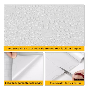 Foto 2 | Papel Tapiz Raya 3D Cocina Adhesivos Pared 10 M X 45 Cm Blanco