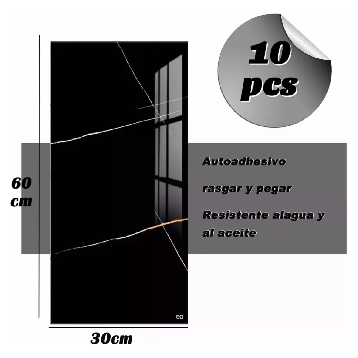 Foto 3 pulgar | Azulejo De Imitación Papel Tapiz 3d Cocina Lavable Eo Safe Imports Esi-18930 Negro.