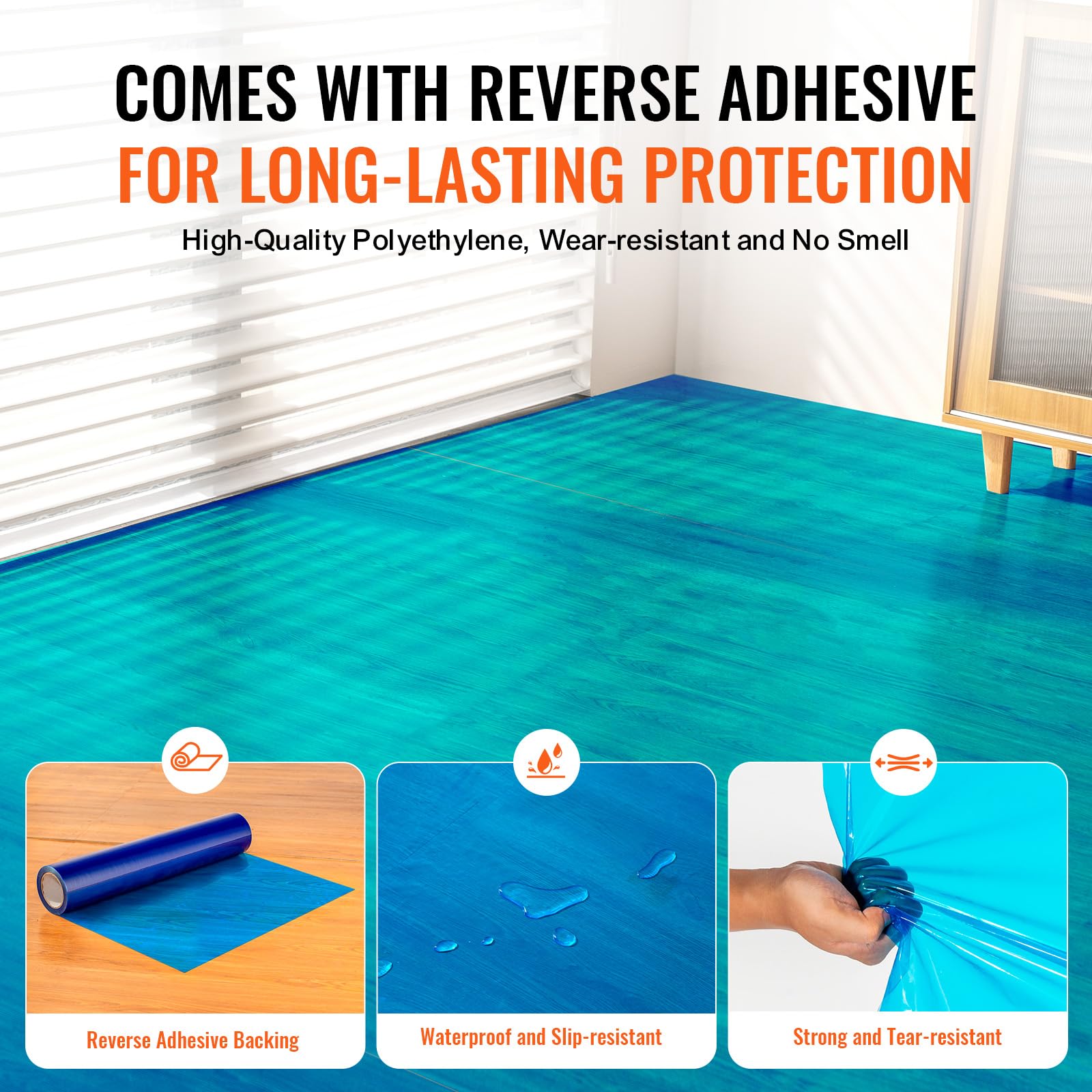 Foto 4 | Rollo De Película Protectora De Suelo Vevor De 24 X 200 Pies Con Adhesivo Azul - Venta Internacional.