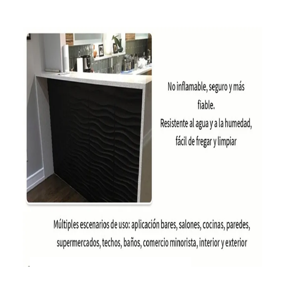 Foto 5 pulgar | Paneles Decorativos 3d Negro 50x50cm 20 Piezas Con Cinta Lab.g,  Negro