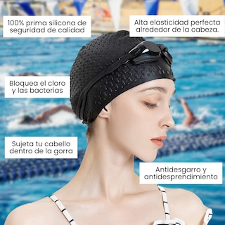 Foto 4 | 2pzs Gorro De Natacion Silicona Para Hombres Y Mujeres Dama