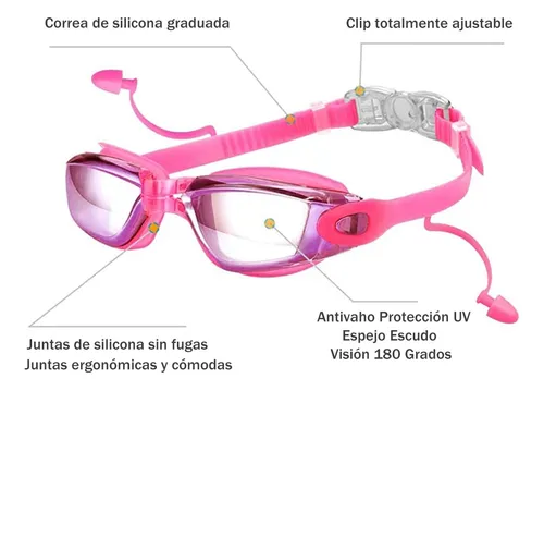 Foto 4 pulgar | Set Natación Xtellar  5pz  Gogles+gorra+clip Nariz+tapones+bolsa Rosa