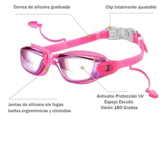 Foto 3 | Set Natación Xtellar 5pz Gogles+gorra+clip Nariz+tapones+bolsa Rosa