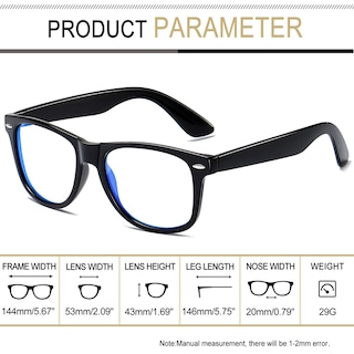 Foto 4 | Lentes Joopin Square Black Clear UV400 Unisex - Venta Internacional