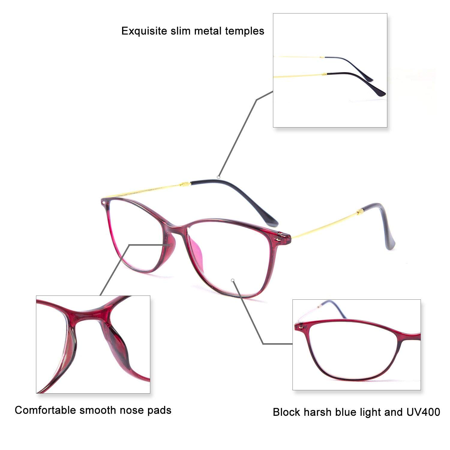 Foto 5 | Gafas De Lectura Para Computadora Con Bloqueo De Luz Azul Feisedy - Venta Internacional.