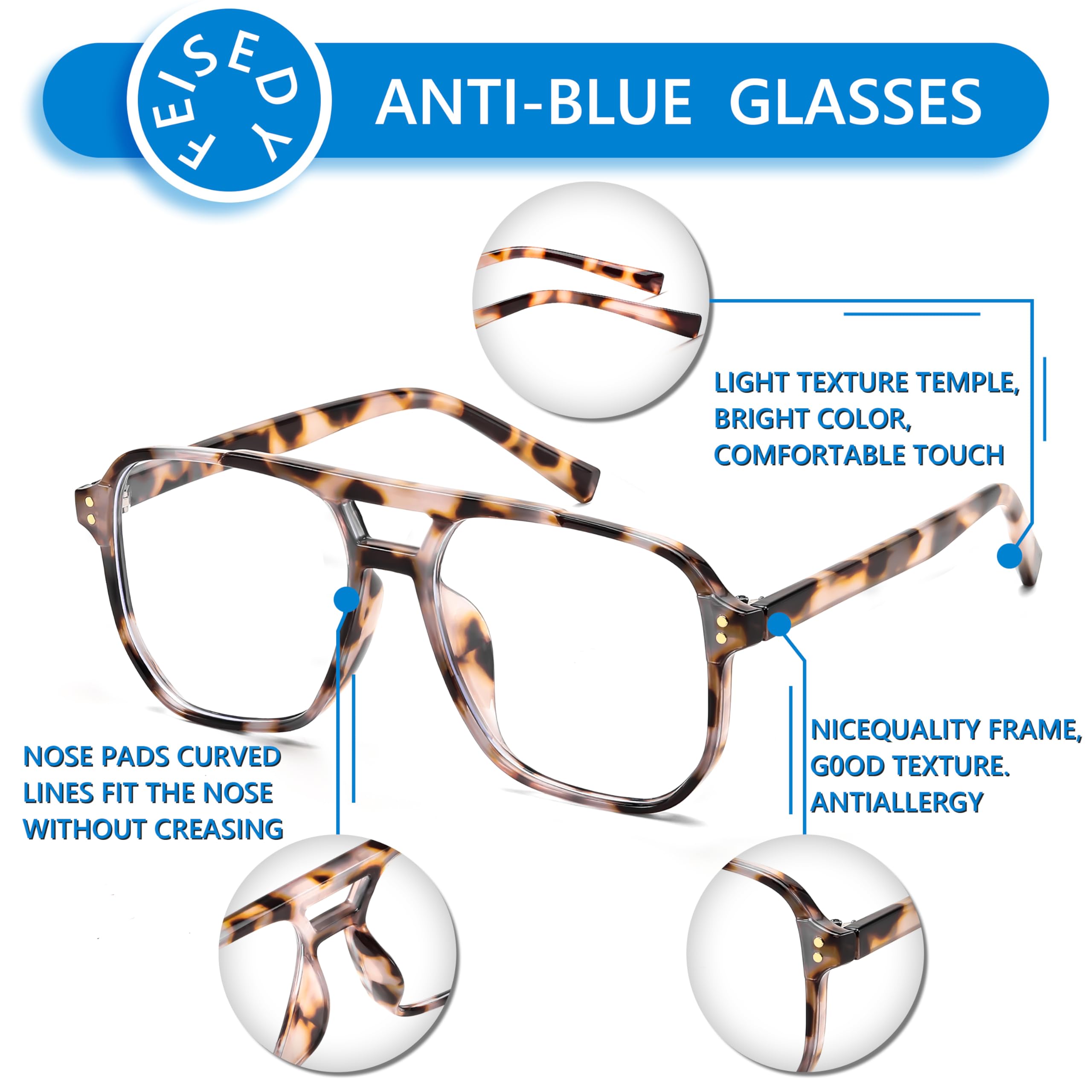 Foto 5 pulgar | Gafas Bloqueadoras De Luz Azul Feisedy Fake Nerd Clear Square - Venta Internacional.