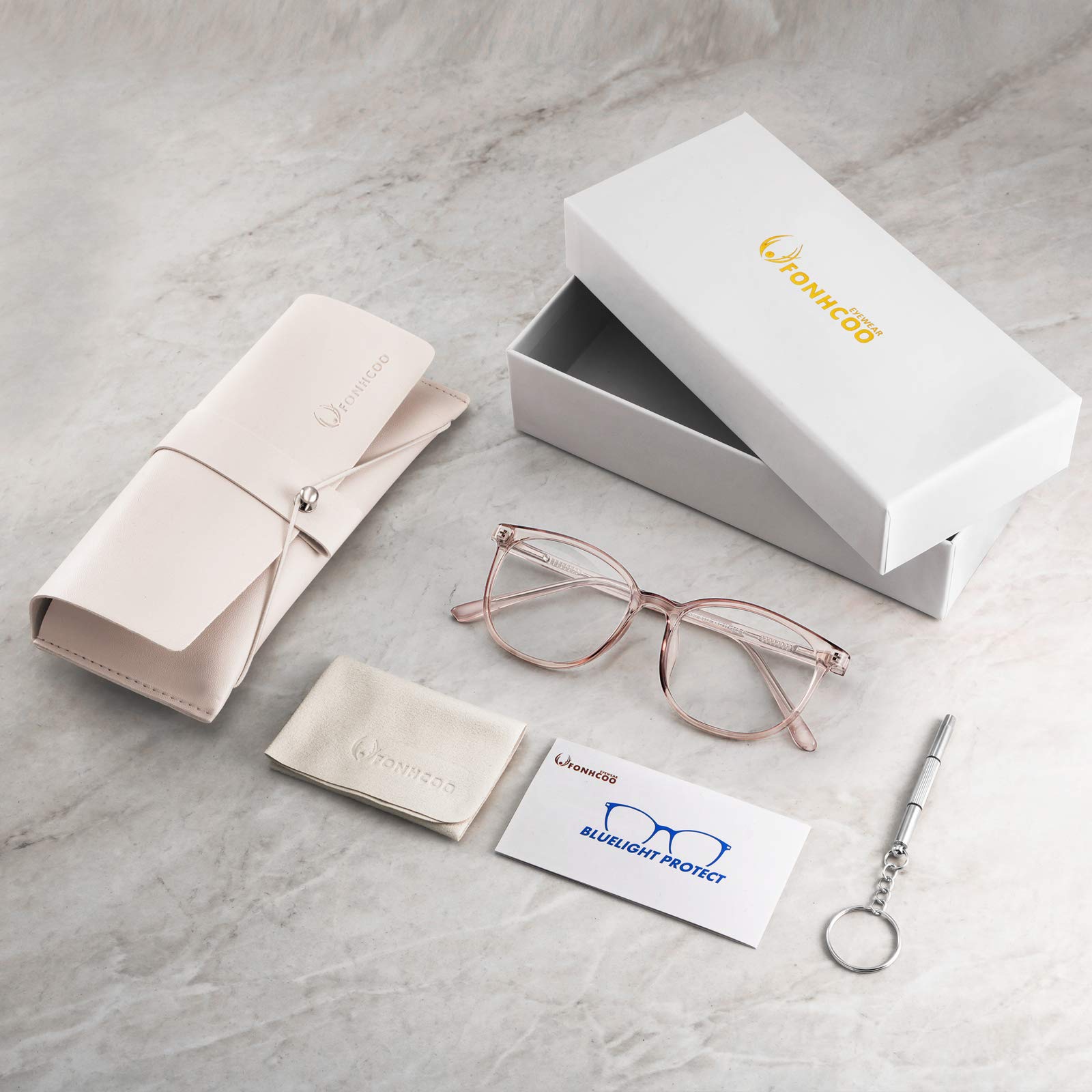 Foto 7 | Gafas De Bloqueo De Luz Azul Fonhcoo Fashion Con Marco Redondo Tr90 - Venta Internacional.