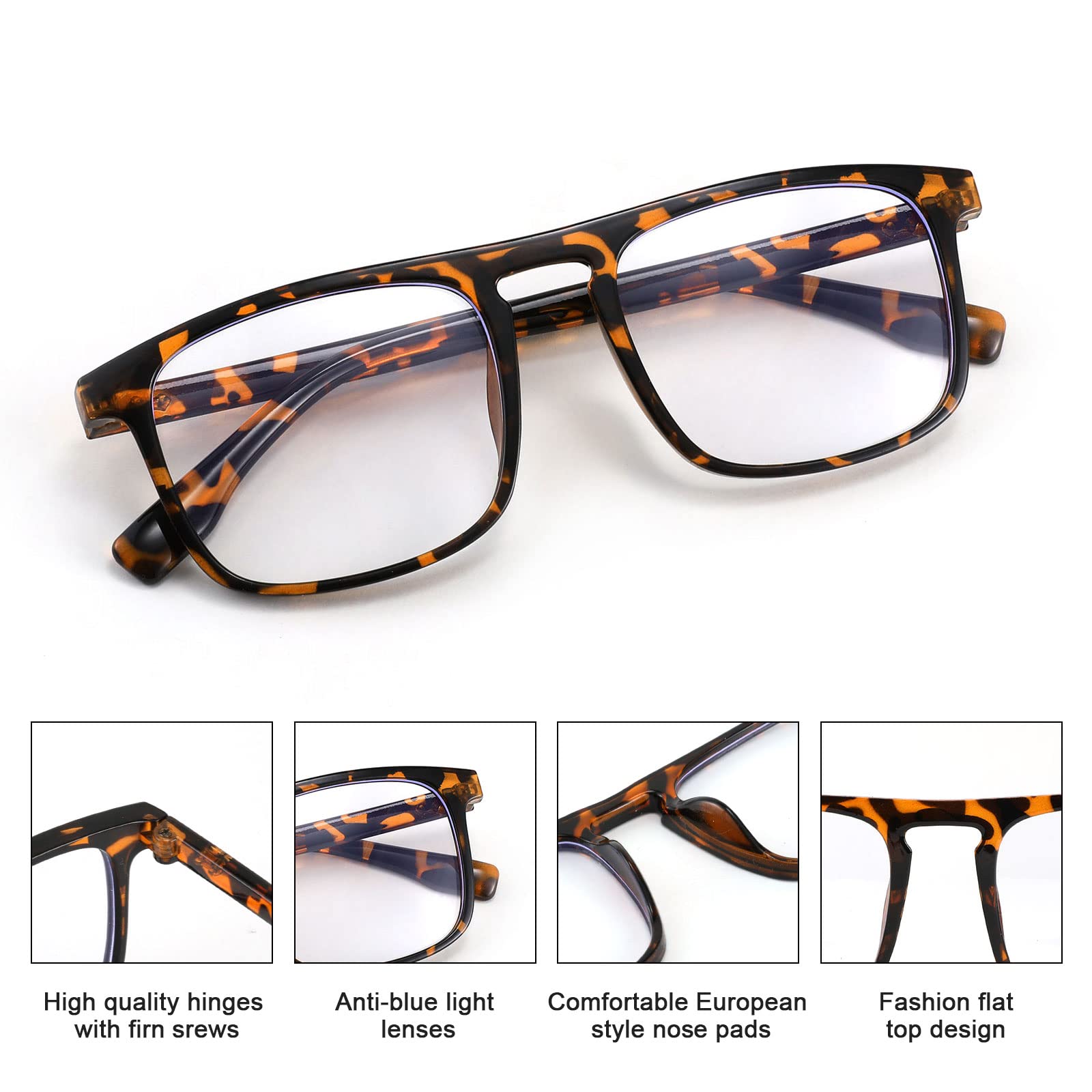 Foto 4 pulgar | Gafas De Bloqueo De Luz Azul Feisedy Classic Square Unisex - Venta Internacional.