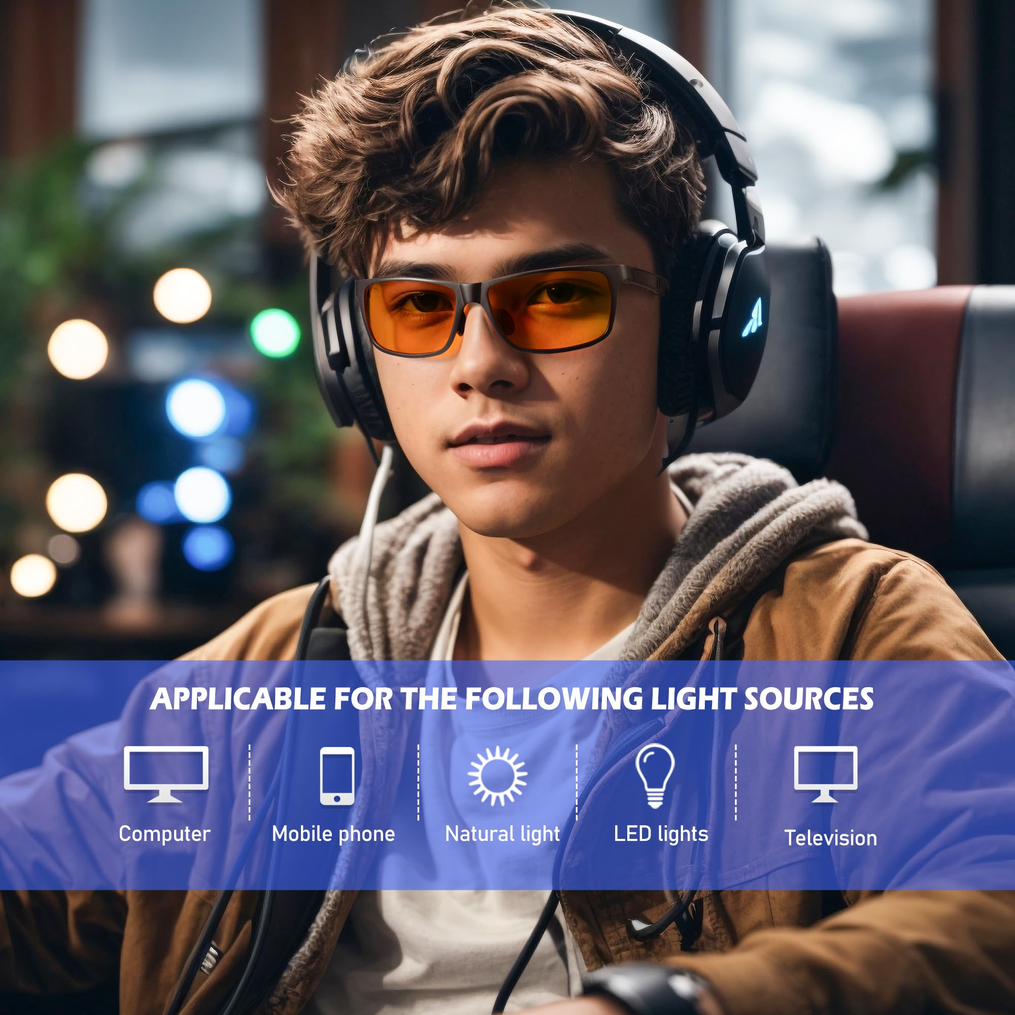Foto 3 pulgar | Gafas Gaming Anyluv Anti Blue Light Uv400 Para Hombre - Venta Internacional.