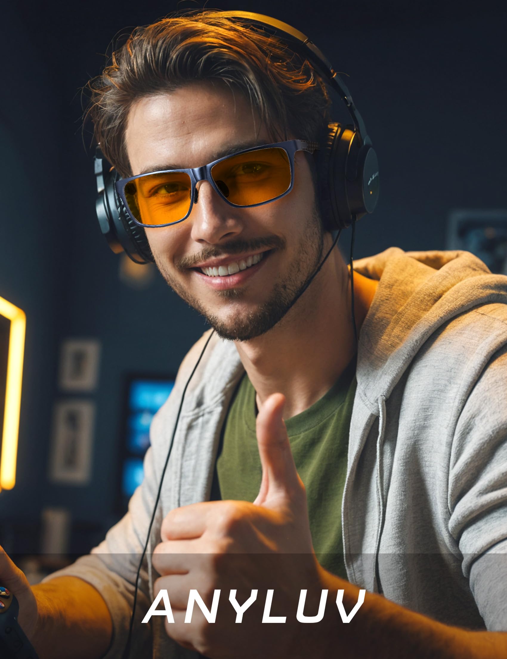 Foto 2 | Gafas De Bloqueo De Luz Azul Anyluv Para Hombre Al-mg Metal - Venta Internacional.