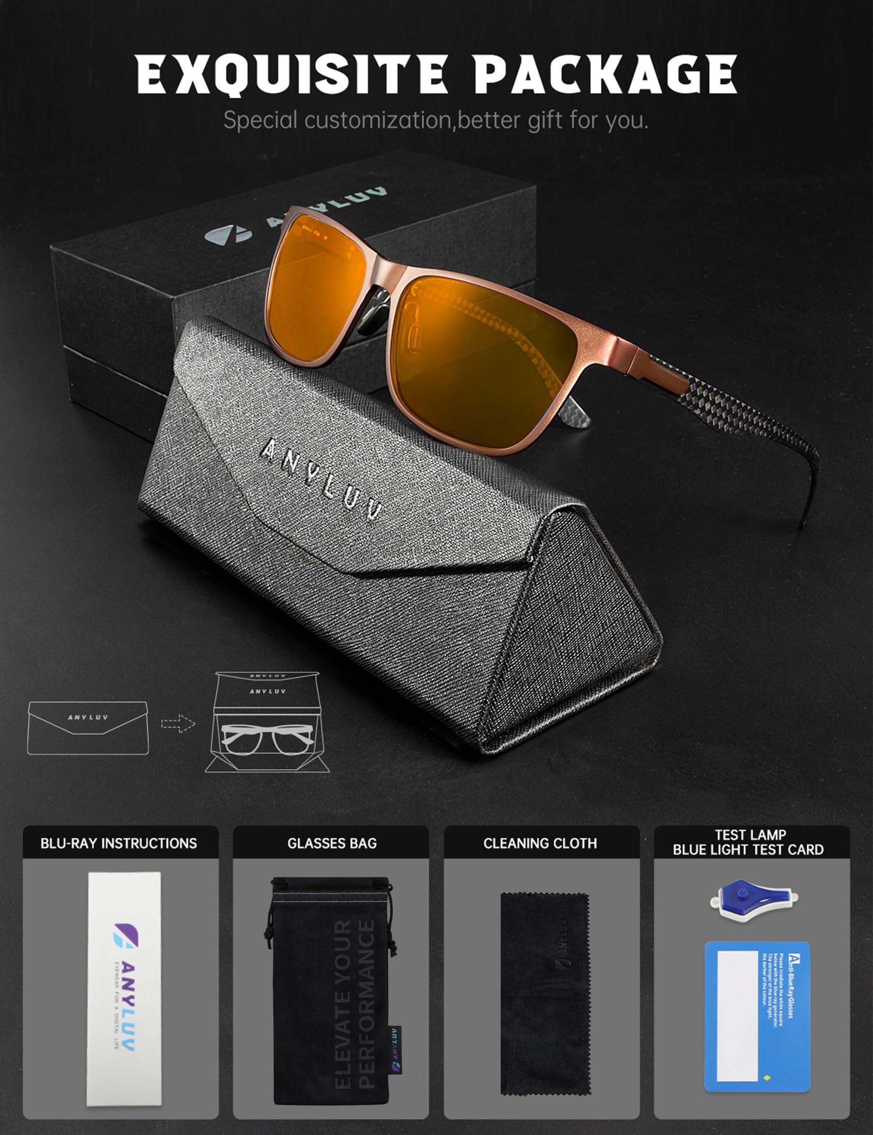 Foto 8 pulgar | Gafas De Bloqueo De Luz Azul Anyluv Para Hombre Al-mg Metal - Venta Internacional.