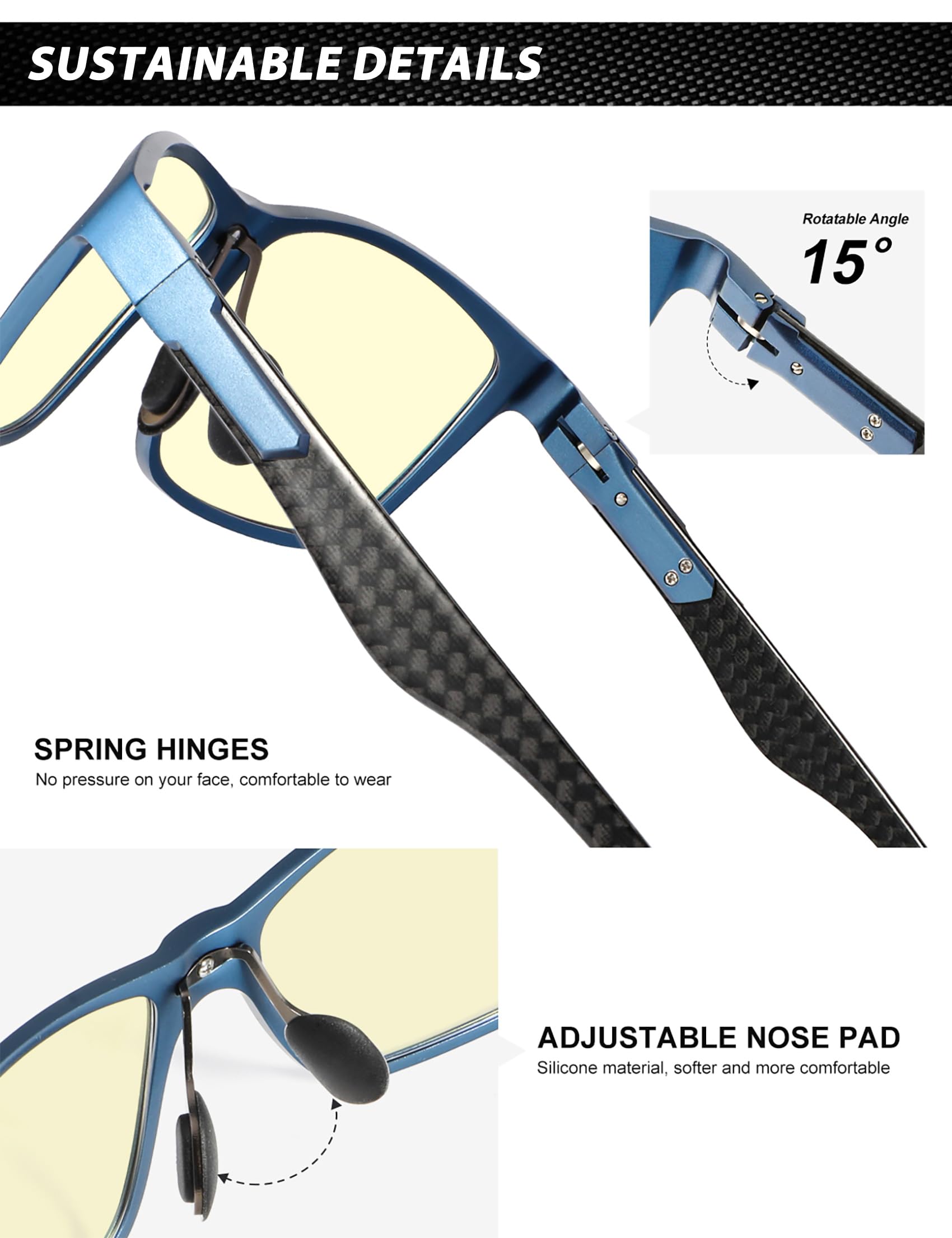 Foto 5 pulgar | Gafas De Bloqueo De Luz Azul Anyluv Para Hombre Al-mg Metal - Venta Internacional.