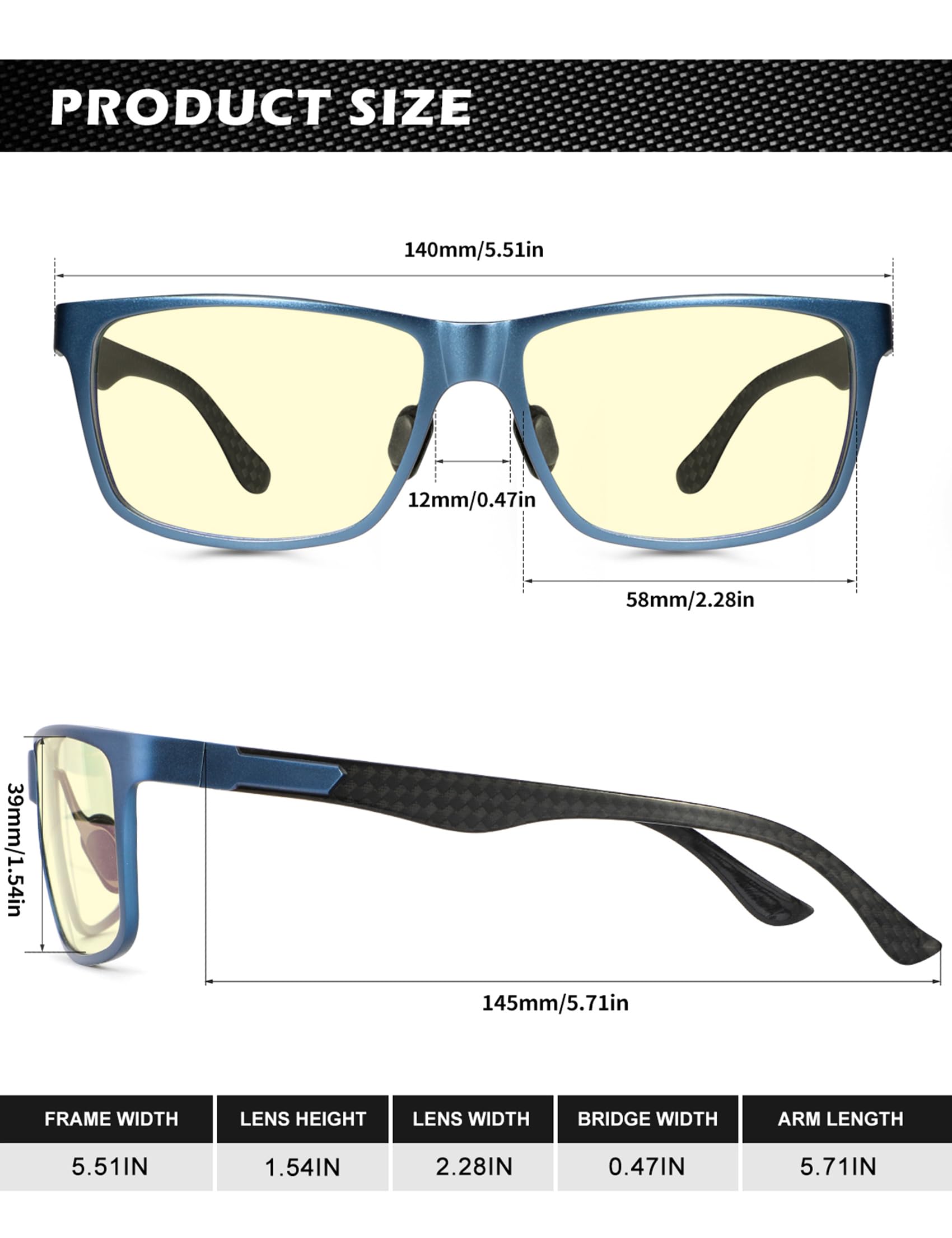 Foto 5 | Gafas De Bloqueo De Luz Azul Anyluv Para Hombre Al-mg Metal - Venta Internacional.